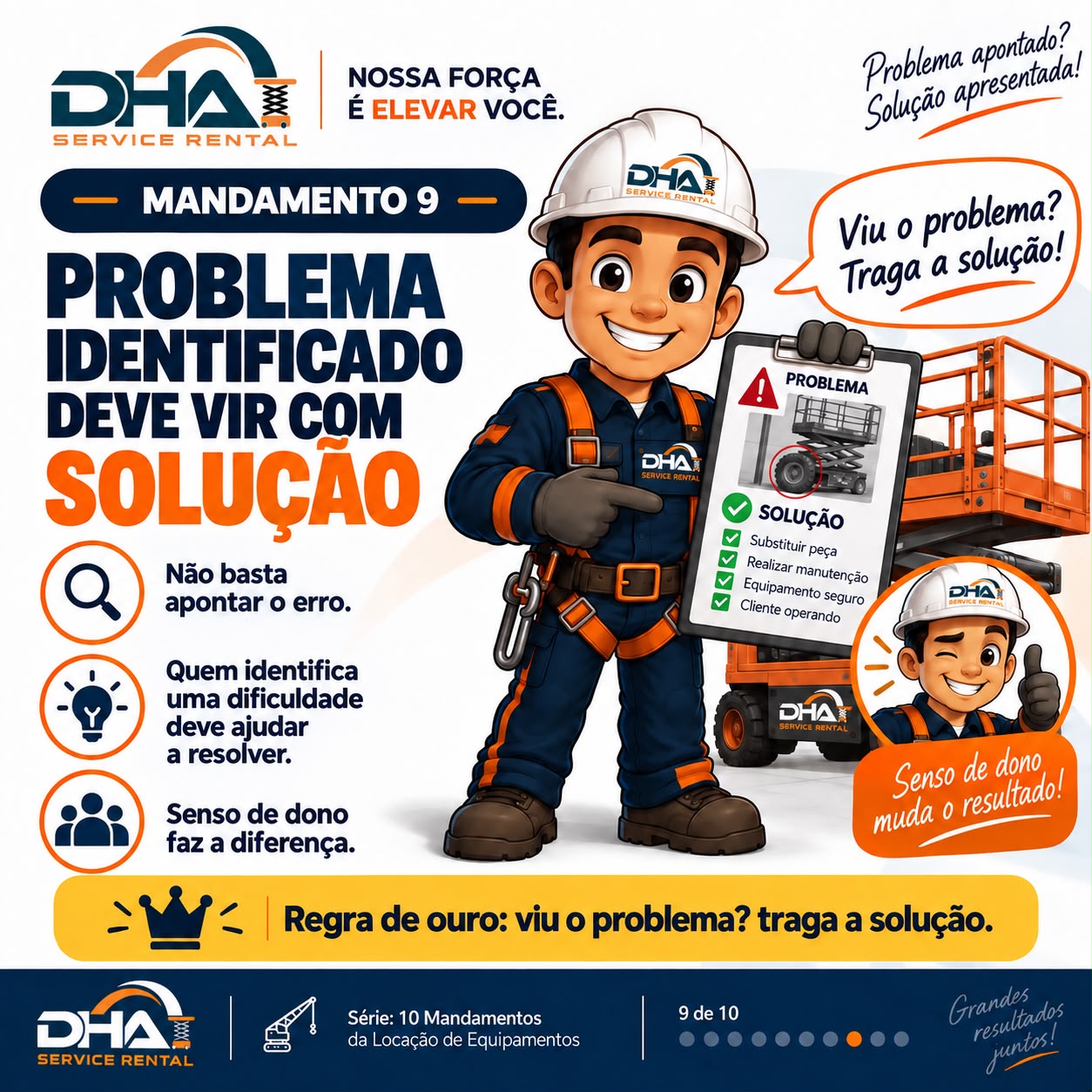 Compromisso DHA 9 de 10: problema identificado deve vir com solução